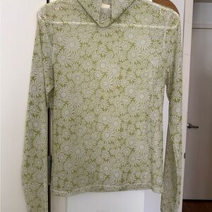 Levi's Mesh Light Green Daisy Print Long Sleeve Tee